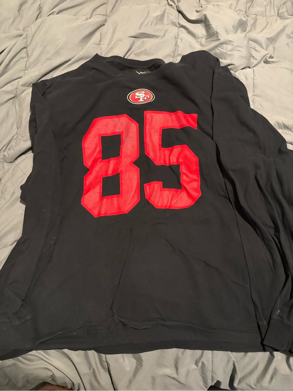 Nike San Francisco 49ers Black Long-Sleeve Shirt with Red 85